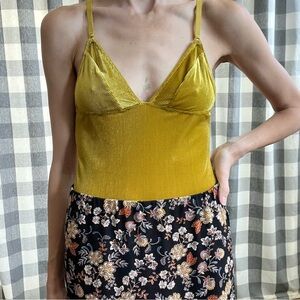 Urban Outfitters Gold V-Neck Bodysuit